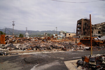 能登半島地震の火災で焼けた場所　輪島