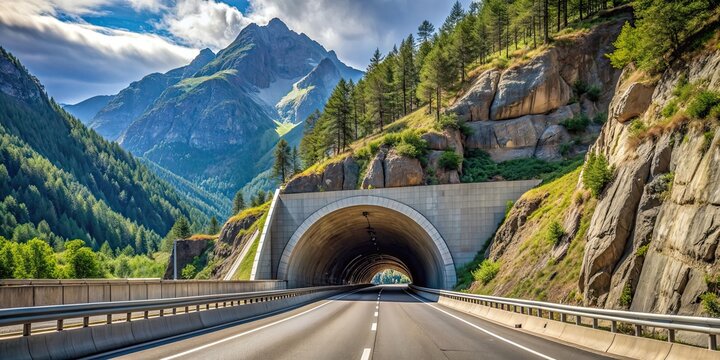 The Frejus motorway tunnel under the Alps, Bardonecchia, Italy August 2020, Frejus, motorway, tunnel, Alps