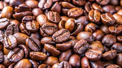 Fototapeta premium Close up of freshly roasted coffee beans, aroma, beverage, caffeine, dark, drink, aroma, morning, energy, roast, aromatic