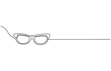 Glasses icon line continuous drawing vector. One line eyeglasses icon vector background. Eyeglasses icon. Continuous outline of a Glasses, Glasses in continuous line art drawing style. Eyeglasses.