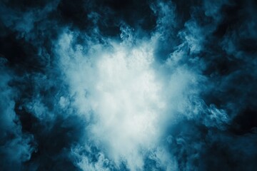 Real smoke exploding outwards with empty center. Dramatic smoke or fog effect for spooky Halloween background , ai