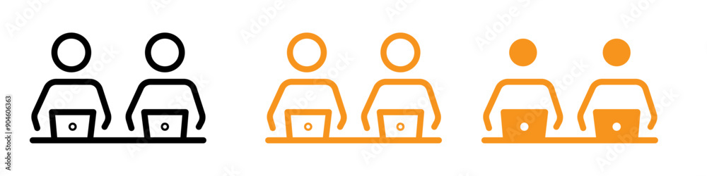 Poster coworking icon set shared workspace illustrations for business and collaboration
