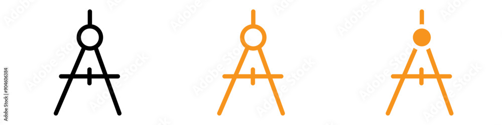 Poster geometric compass icon set precision drawing illustrations for mathematics and design