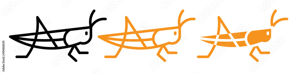 Poster grasshopper icon set insect illustrations for nature and entomology projects