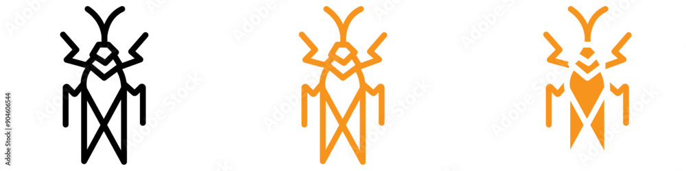 Poster Grasshopper Icon Set Field Insect Illustrations for Nature and Science Projects