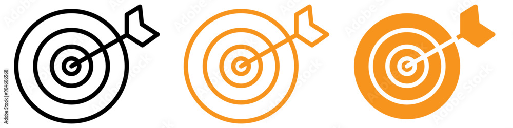 Poster darts icon set target and precision illustrations for games and recreation
