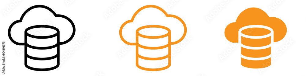 Poster data storage icon set digital archive illustrations for technology and cloud storage