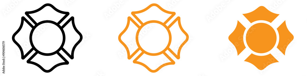 Poster fire department badge icon set heroic firefighter emblems for emergency services
