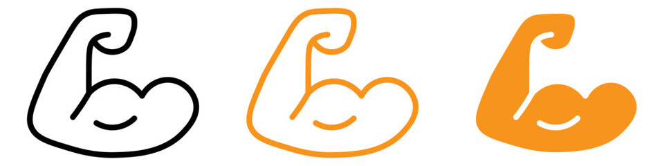 Naklejka premium Biceps Muscle Icon Set Fitness and Strength Illustrations for Health and Exercise