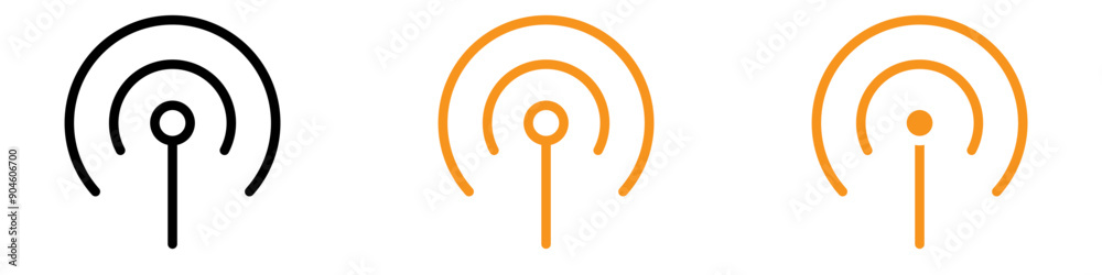 Poster broadcast icon set media and communication symbols for radio and television projects