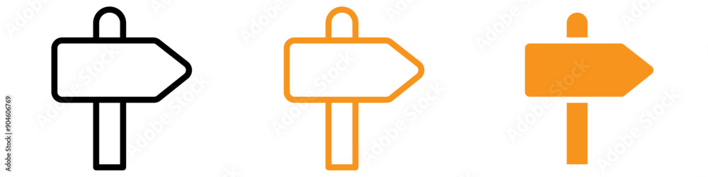 Poster signpost icon set directional illustrations for navigation and travel projects