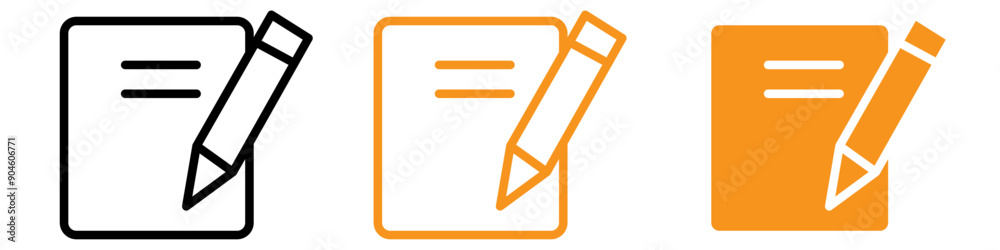 Fototapete Note Icon Set Notepad Illustrations for Writing and Documentation