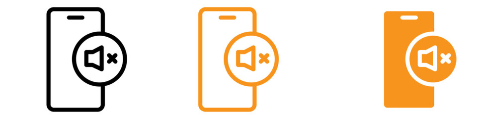 Silent Phone Icon Set Mute Illustrations for Mobile and Communication