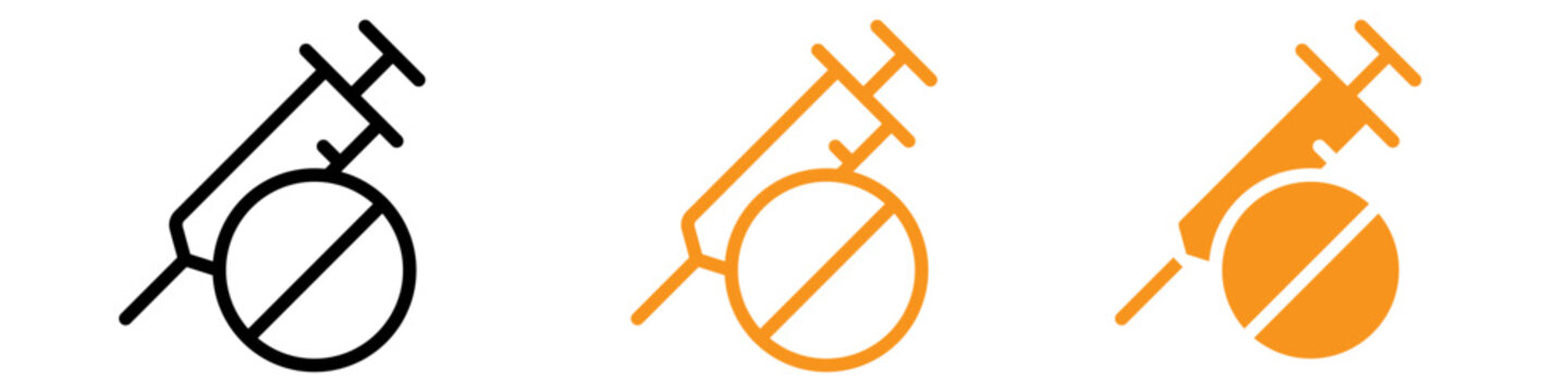 No Vaccine Icon Set Medical Prohibition Illustrations for Health and Awareness
