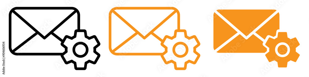 Poster Email Settings Icon Set Communication and Configuration Illustrations for Technology