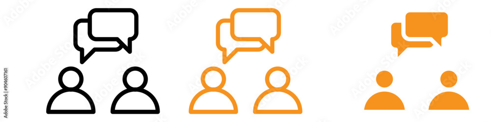 Poster person conversation icon set dialogue illustrations for communication and interaction