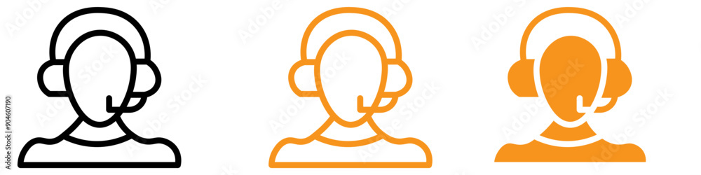 Poster support call service icon set customer assistance illustrations for communication