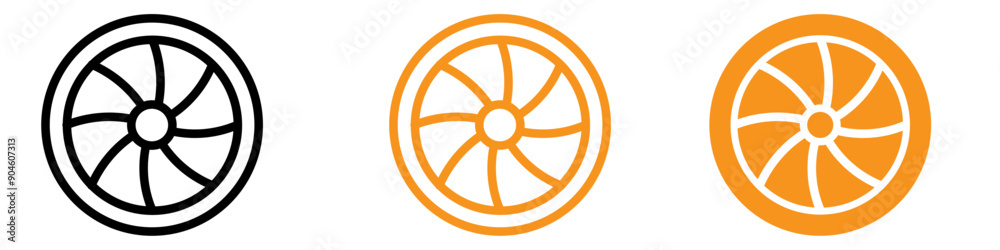 Poster plane turbine icon set engine illustrations for aviation and engineering projects