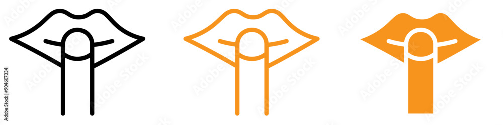 Poster please do quiet pssst icon set silence reminder illustrations for public spaces