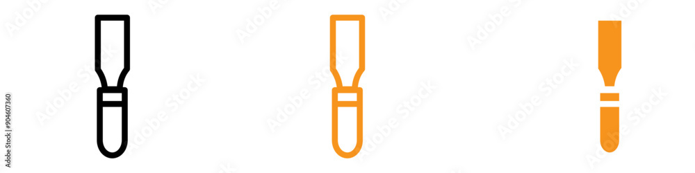 Poster chisel icon set craftsmanship and tool illustrations for woodworking and sculpture