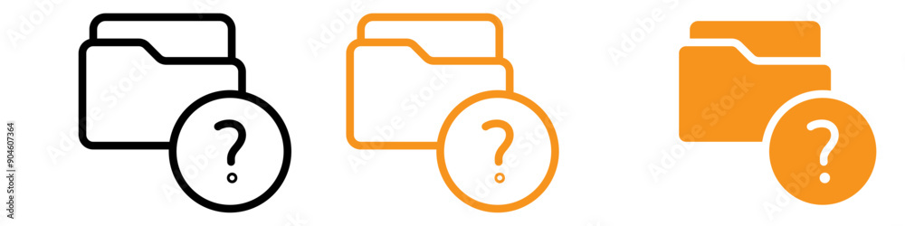 Leinwandbilder Folder with Question Mark Icon Set File Inquiry Illustrations for Documentation and Help