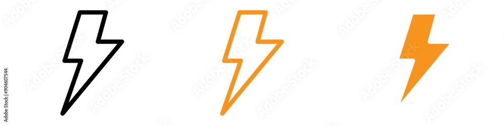 Poster lightning icon set weather and energy illustrations for nature and science
