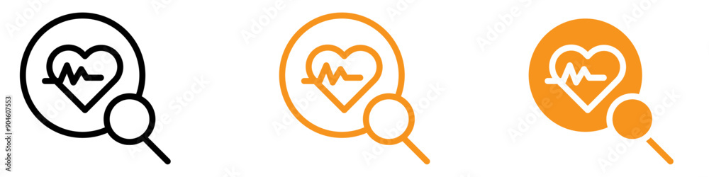 Aufkleber pulse heart check-up icon set cardiovascular health illustrations for medical projects