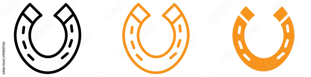 Poster lucky horseshoe icon set good fortune symbols for luck and superstition projects