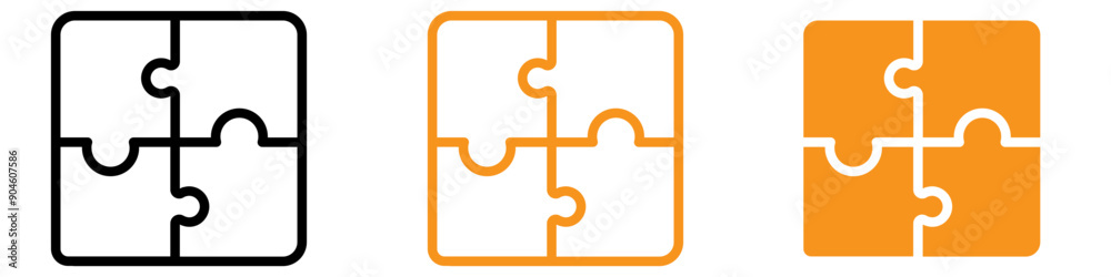 Aufkleber puzzle icon set problem solving illustrations for games and educational projects