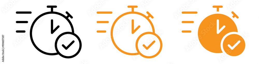 Poster quick approval icon set fast verification illustrations for business and finance