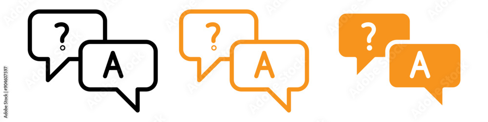 Aufkleber Questions and Answers Icon Set FAQ Illustrations for Support and Information