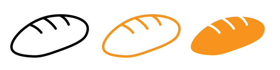 French Bread Icon Set Bakery and Pastry Illustrations for Culinary Projects