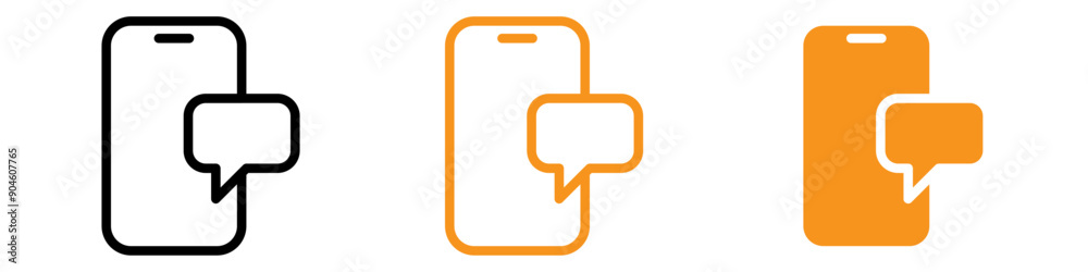 Poster Message Phone Icon Set Communication Illustrations for Technology and Networking