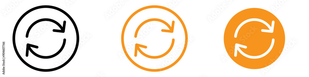 Aufkleber Repeat Reload Arrow Icon Set Refresh Illustrations for Technology and Web Design