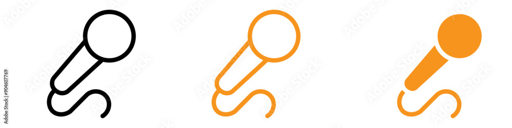 Poster microphone icon set audio and recording illustrations for music and media projects