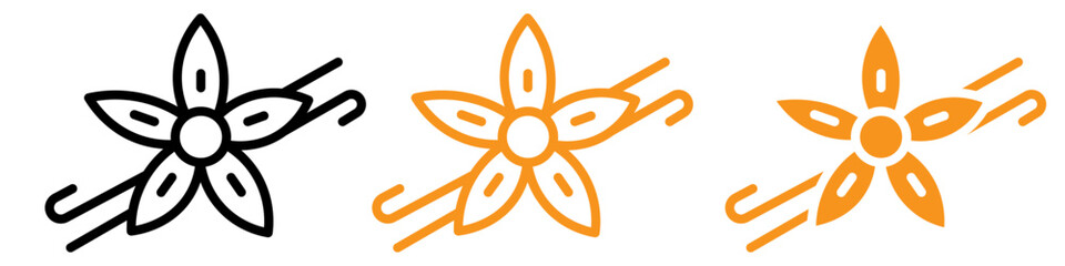 Obraz premium Vanilla Icon Set Flavoring Illustrations for Culinary and Food Projects