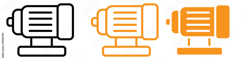Poster motor icon set engine and machinery illustrations for automotive and engineering projects