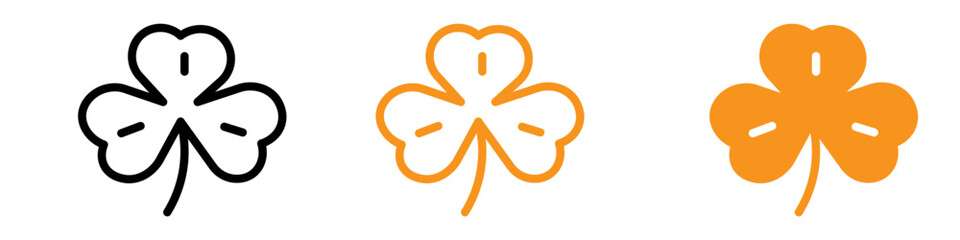 Saint Patrick Leaf Clover Icon Set Lucky Shamrock Illustrations for Cultural and Holiday Projects