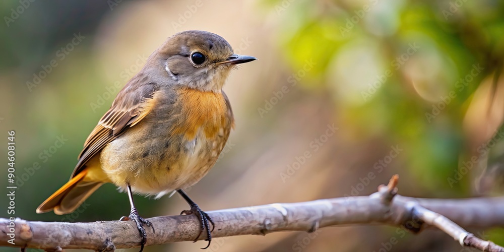 Canvas Prints Close-up shot of a Juvenile Moussier's Redstart perched on a branch, bird, wildlife, nature, close-up, colorful, feathers