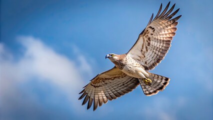 Fototapeta premium Short-toed snake eagle soaring gracefully in the sky , wildlife, bird of prey, majestic, wingspan, predator, avian, hunting