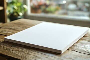 Fototapeta premium Blank paper mockup on table created with Generative AI