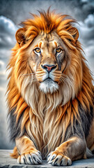 Fototapeta premium portrait of a lion, wild, mane, wildlife, king, zoo, feline, carnivore, nature, portrait, predator, mammal, face, head, leo, safari, isolated