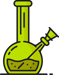 Medical cannabis smoking bong color line icon. Medicine marijuana plant thin line pictogram, natural cannabis product or medical weed shop linear vector symbol or icon with marijuana smoking equipment