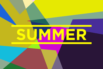 Colorful flat abstract geometric psychedelic pop art poster background for summer design