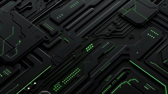 Detailed and advanced dark green circuit board background with a futuristic theme