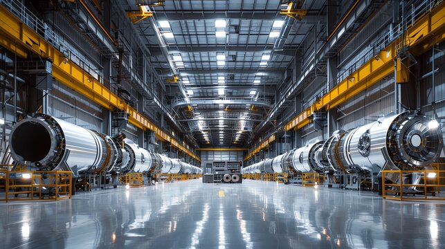 Aerospace facility assembling satellite components,