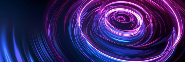 Spiral with swirling patterns, lit by neon lights, forming a captivating futuristic design