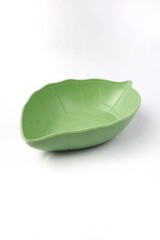 white isolated flower leaf shape plate