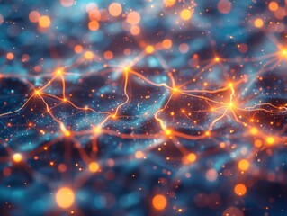 Abstract background with glowing lines and dots.