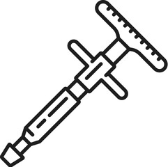 Chiropractic medicine icon of activator adjustment tool for spine manipulation therapy, vector line pictogram. Chiropractor activator adjustment tool for body back muscles and spine joints treatment